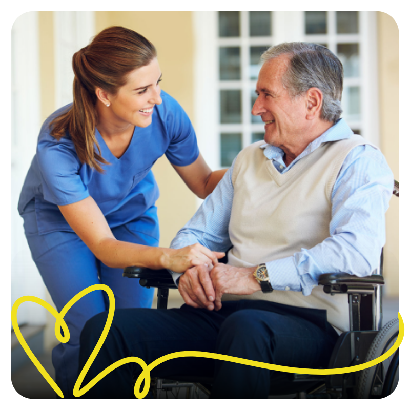 a nurse comforting an elderly man